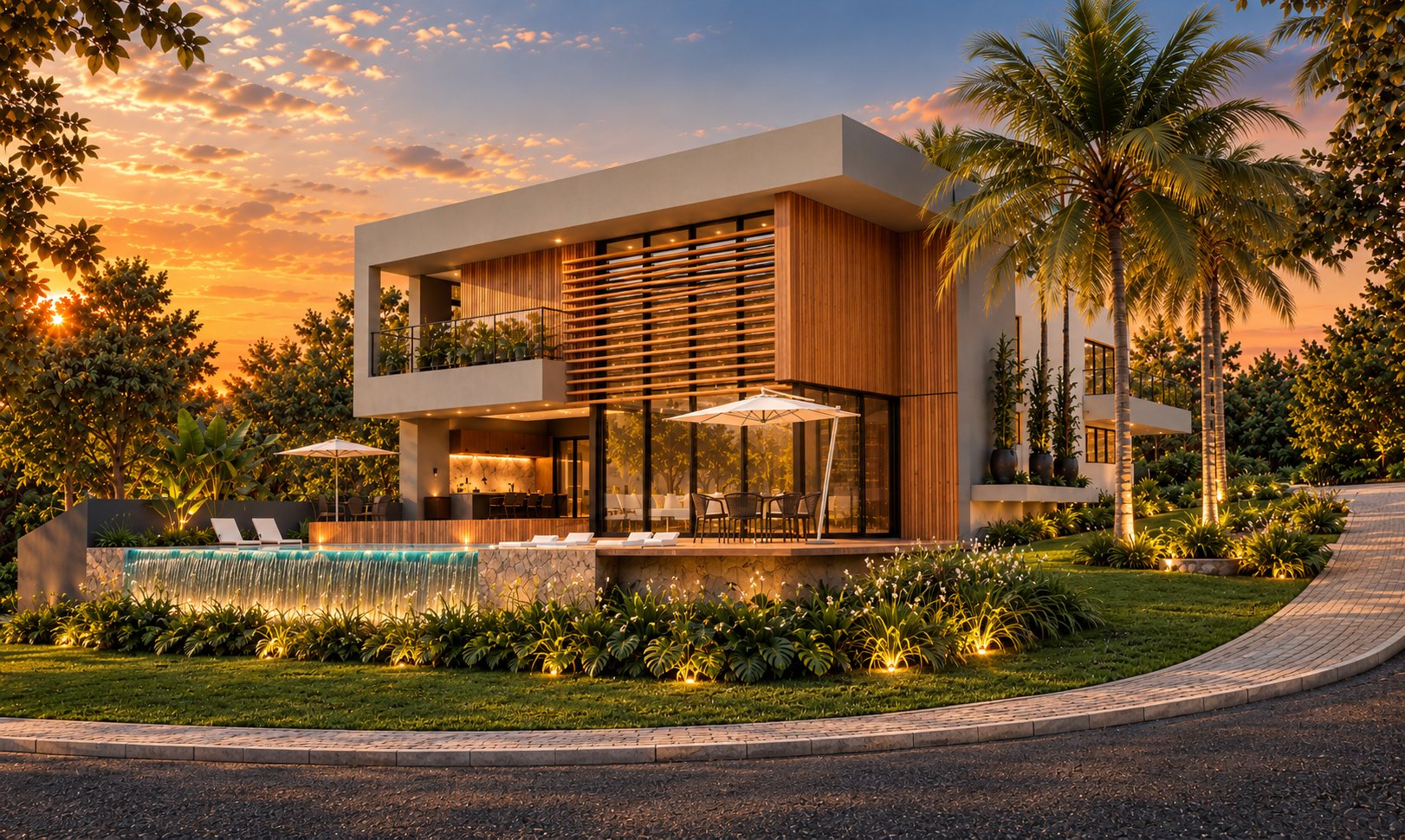 Residência contemporânea com piscina