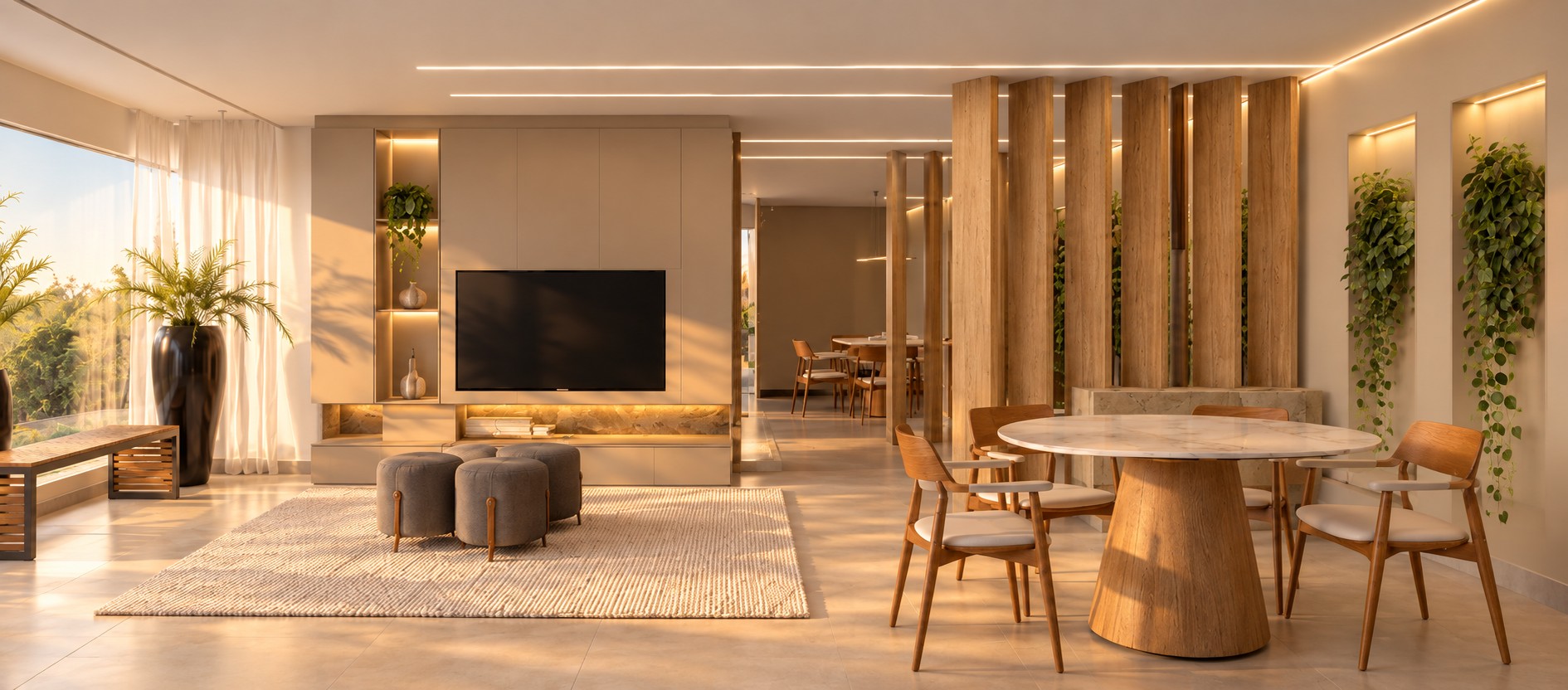 Sala integrada contemporânea