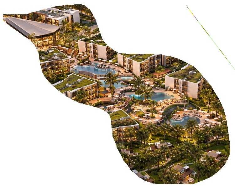 Implantação geral de hotelaria e lazer