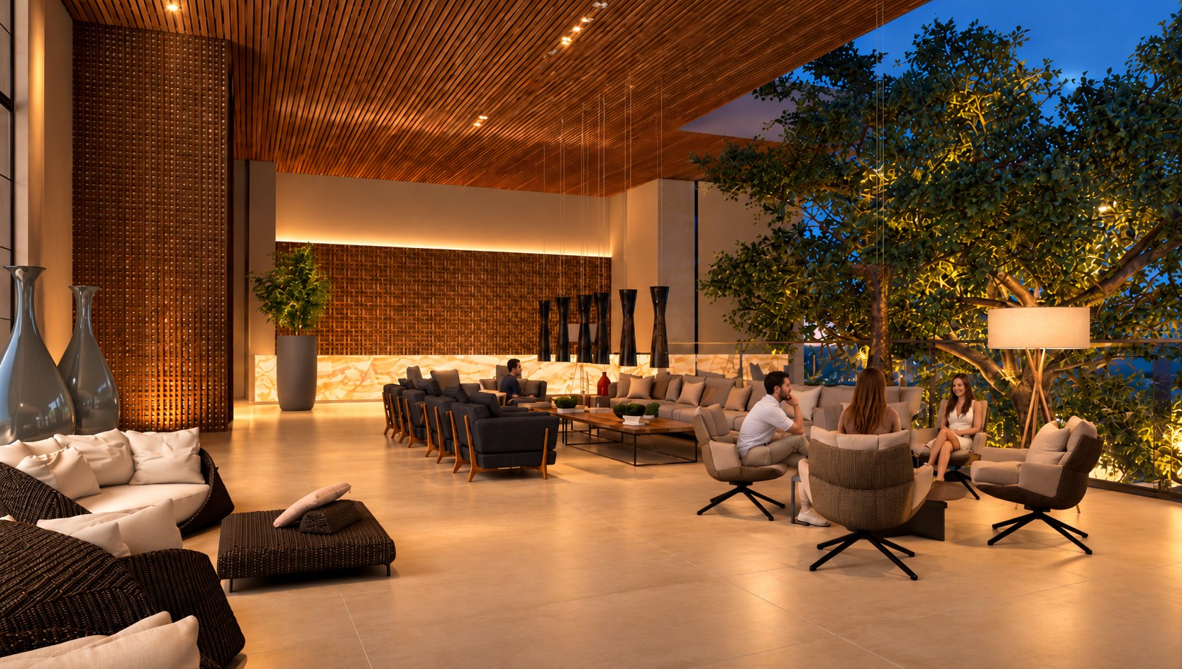 Lounge contemporâneo — visualização arquitetônica