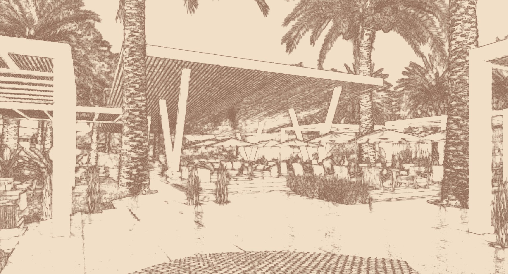 Croqui visual de Lounge tropical