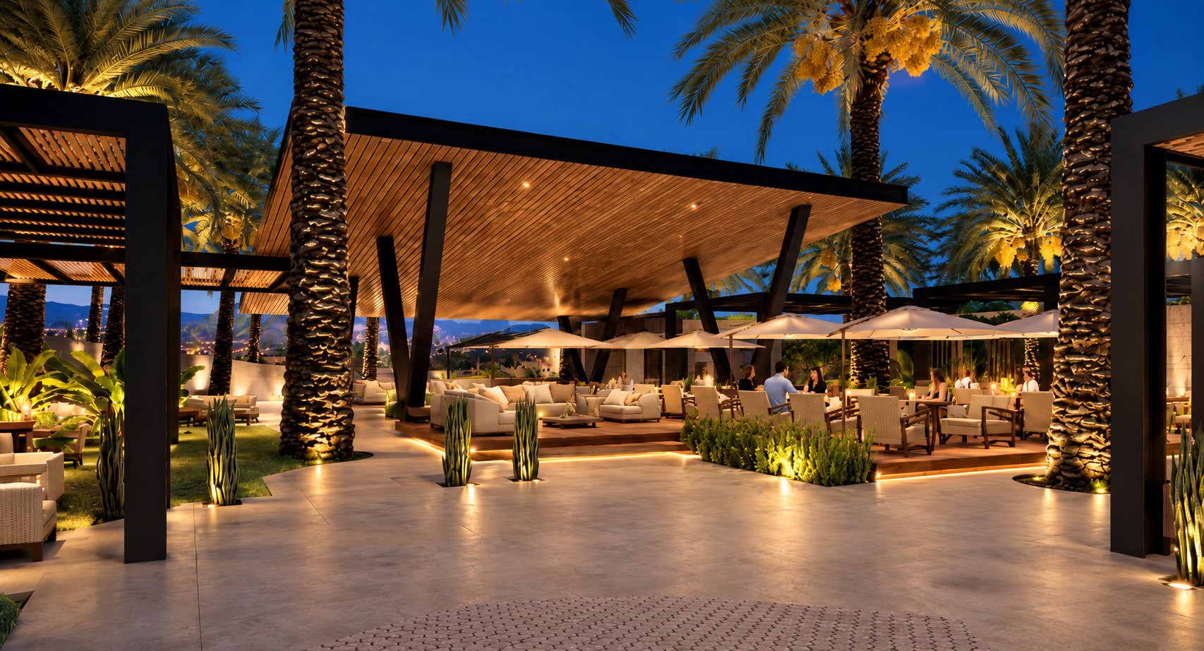 Lounge tropical — visualização arquitetônica