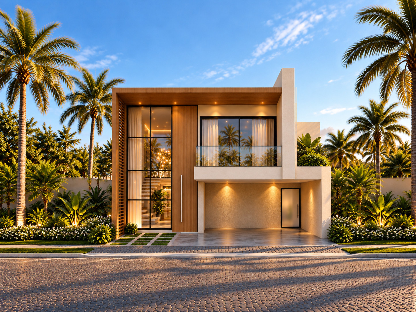 Residência contemporânea — estudo de fachada — vista frontal